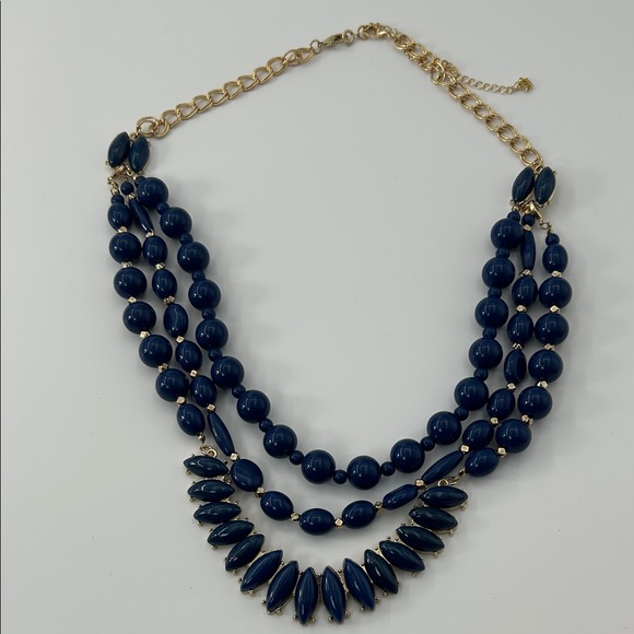 Fashion Jewelry Navy and Gold Beaded Necklace - Picture 10 of 16